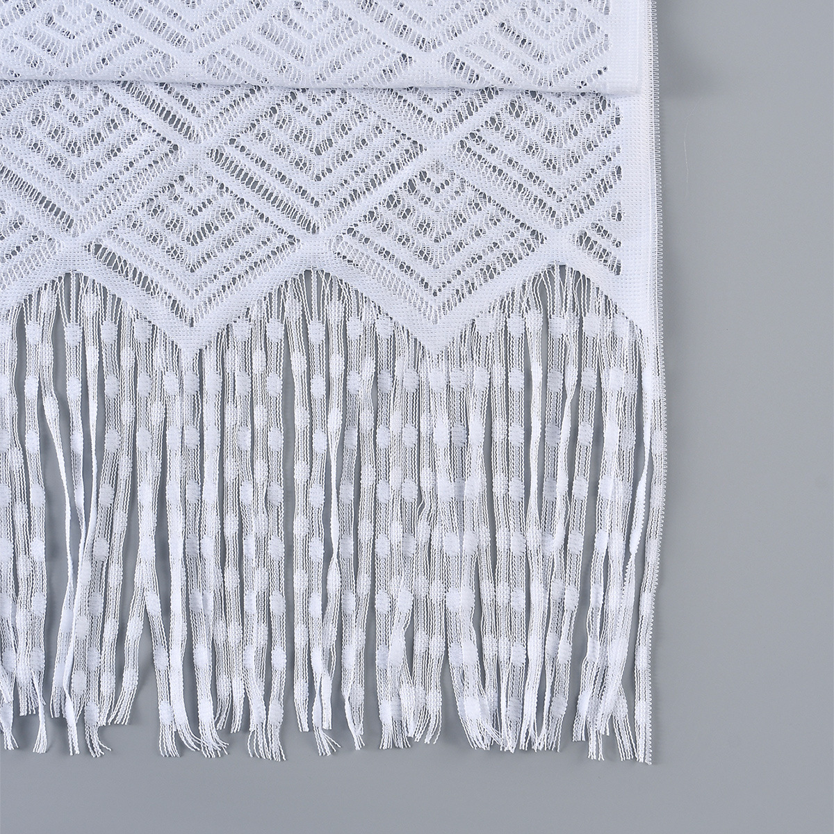 2025 New diamond-shaped perforated tassel polyester long scarf shawl fabric, foreign trade scarf fabric, fashionable outerwear shawl fabric, non-finished product pic 4