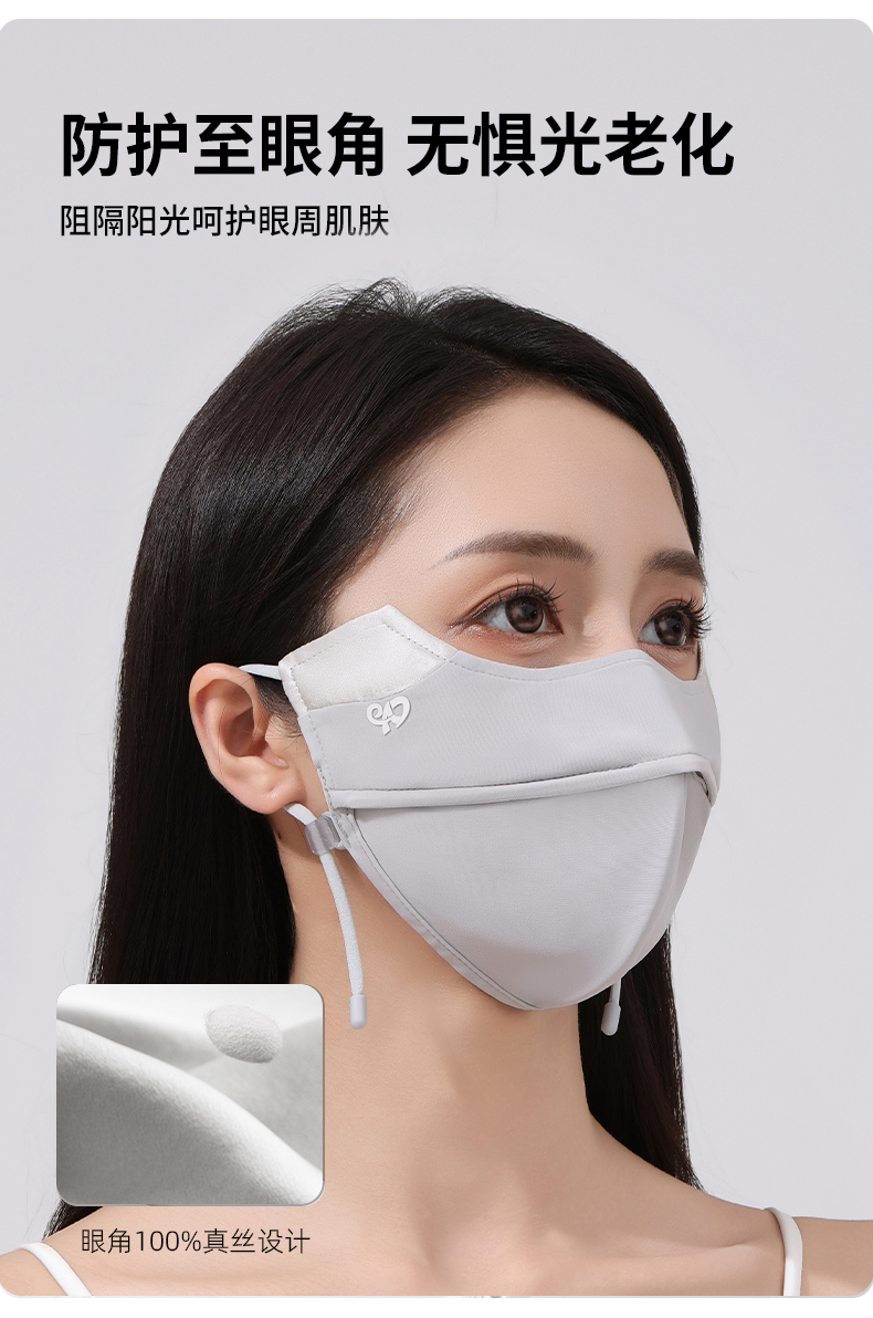 2025新款夏季真丝防晒口罩女5D立体桑蚕丝护眼角防紫外线防晒面罩详情7