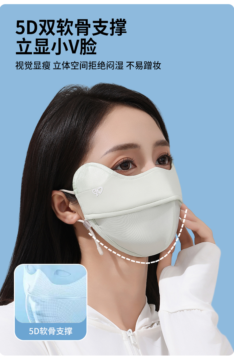 2025新款夏季真丝防晒口罩女5D立体桑蚕丝护眼角防紫外线防晒面罩详情8