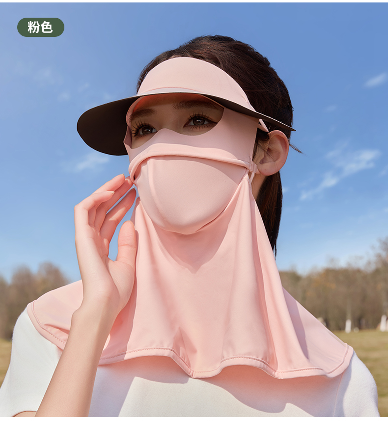 冰丝防晒口罩面罩黑胶帽檐一体防紫外线脸基尼轻盈透气舒适保护肌肤详情13