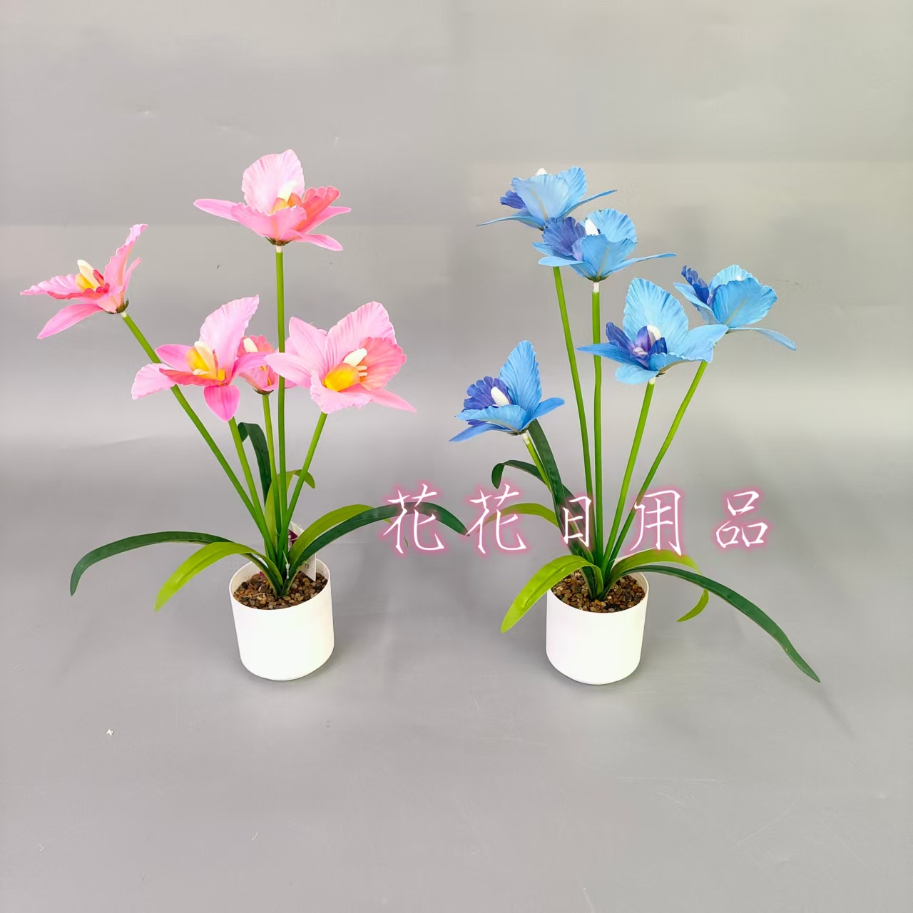 Artificial flower, fake flower bonsai, plastic pot, Phalaenopsis decoration full figure