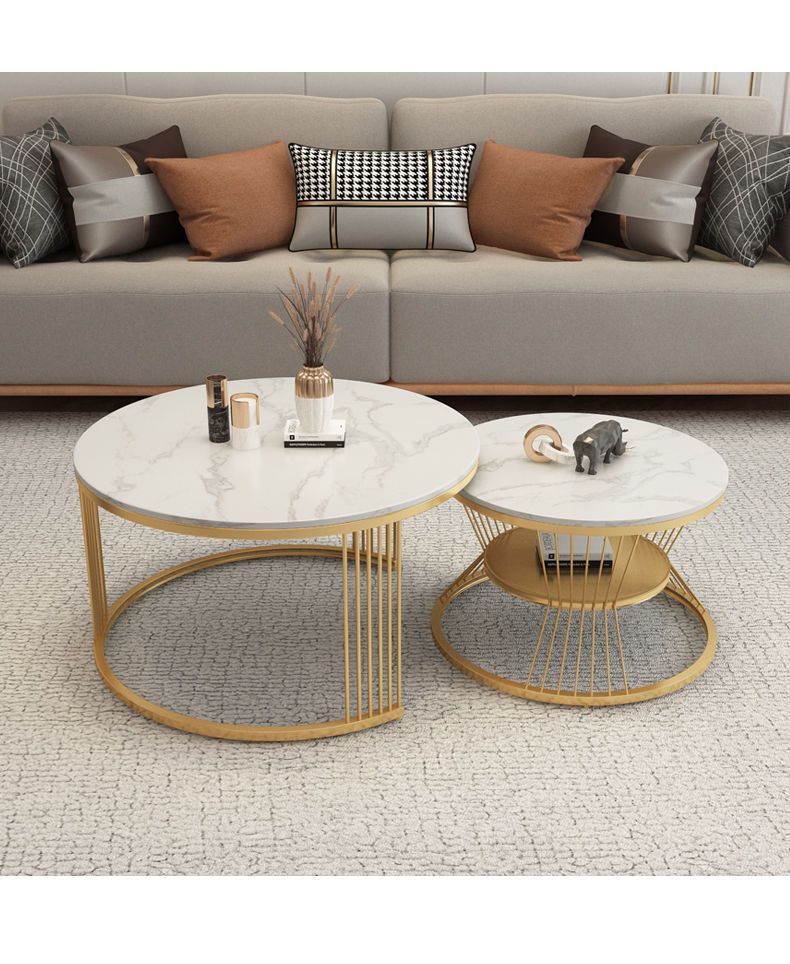 轻奢岩板圆形茶几组合客厅家用北欧简约现代小户型大理石网红茶桌详情8