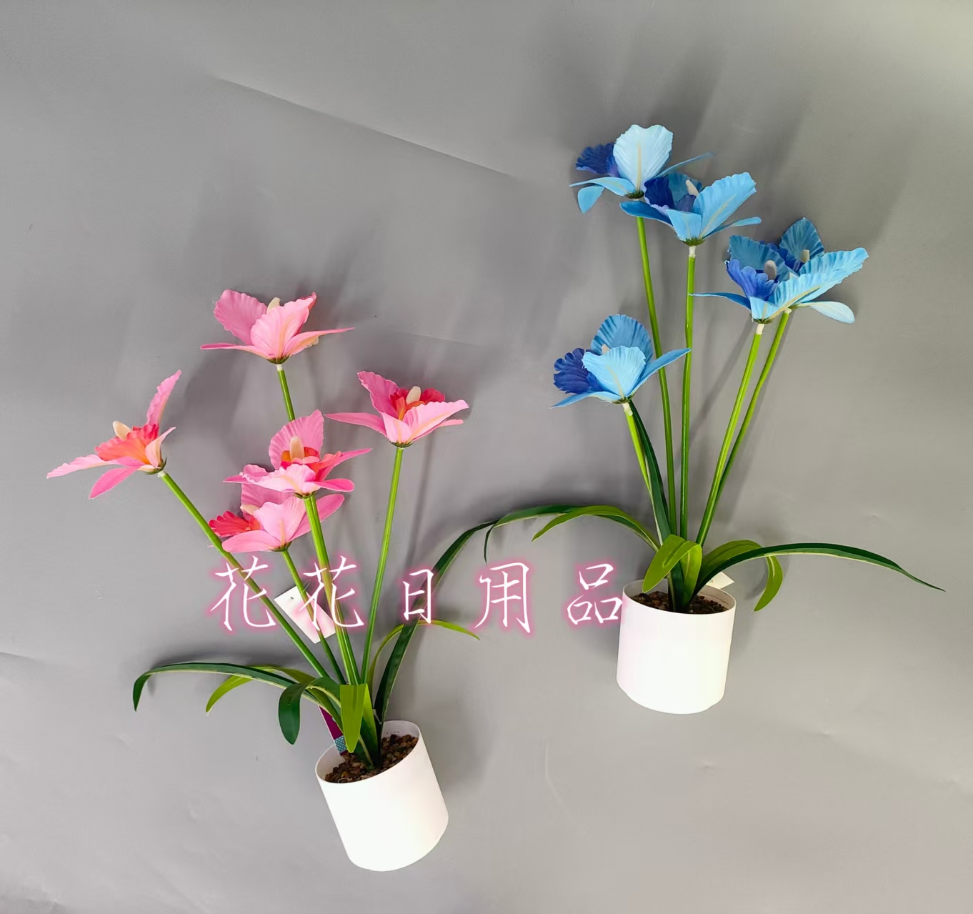 Artificial flower, fake flower bonsai, plastic pot, Phalaenopsis decoration details Picture