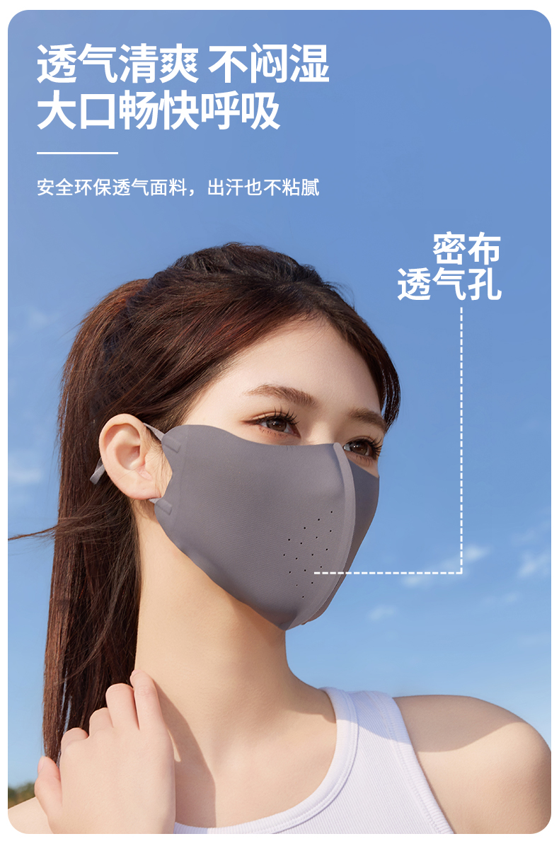 夏季防晒口罩男女高颜值遮阳防紫外线玻尿酸立体冰丝防晒面罩批发详情9