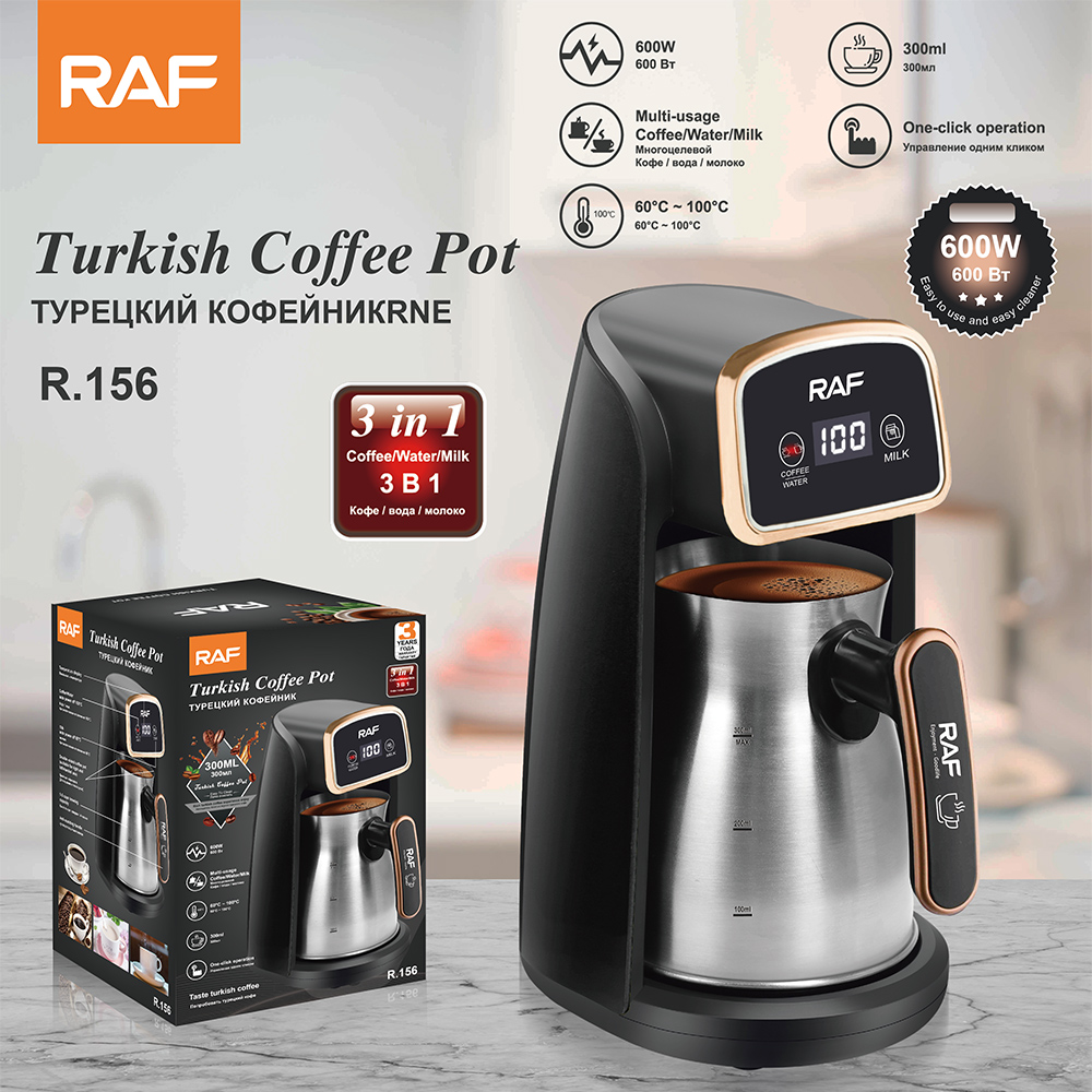 RAF European standard cross-border Turkish coffee pot, stainless steel hot water kettle, visible coffee maker, tea maker and milk heater