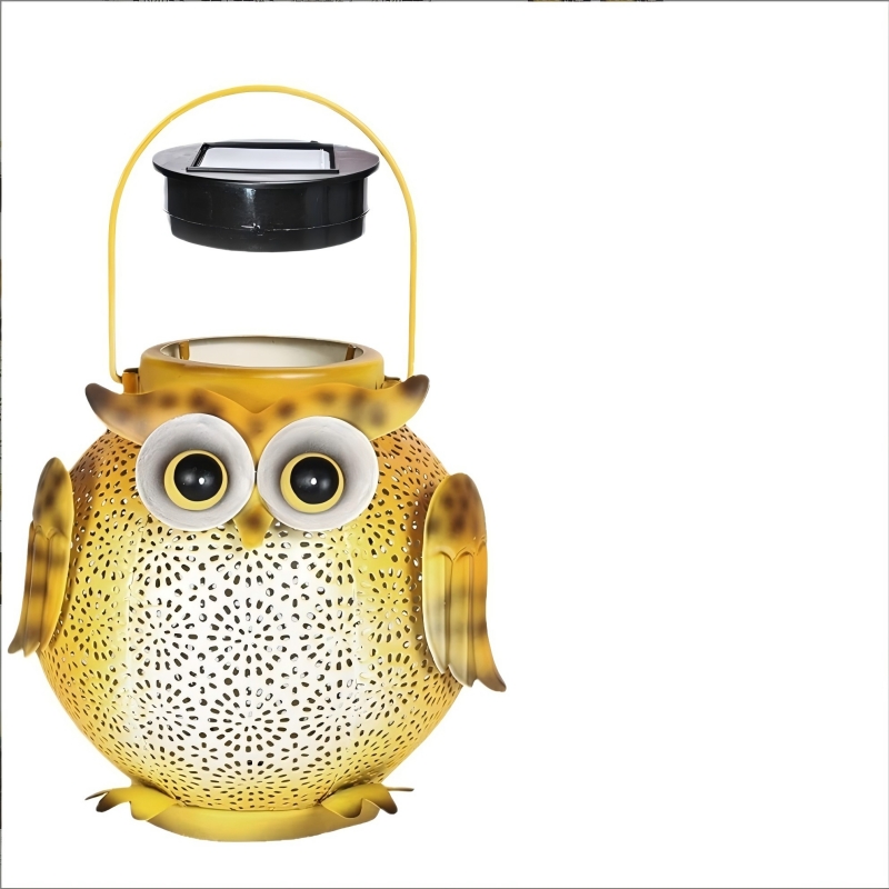 Cross-border e-commerce ironwork solar owl floor lamp, handicrafts, courtyard lawn, outdoor garden decorative lamp Item Picture