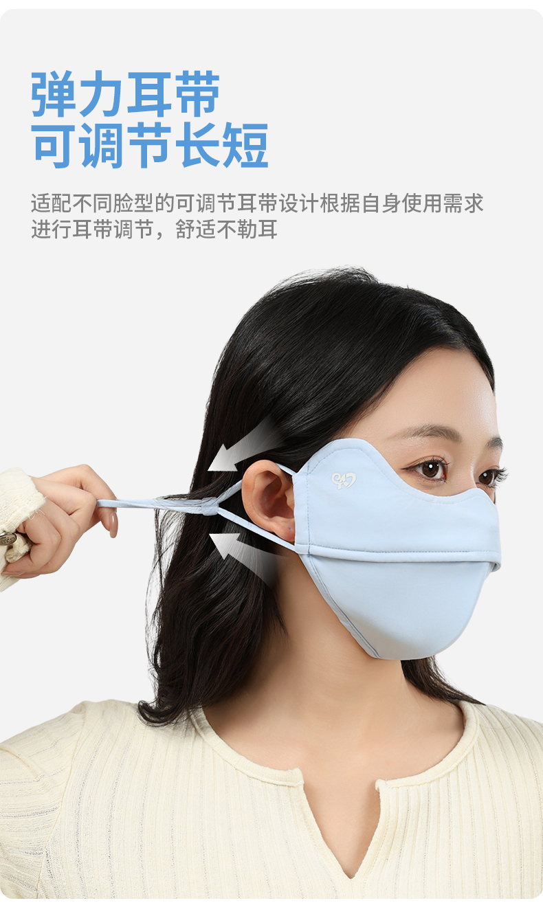 夏季防晒口罩女款高颜值锦纶5D护眼角UPF100防紫外线透气冰丝面罩详情9