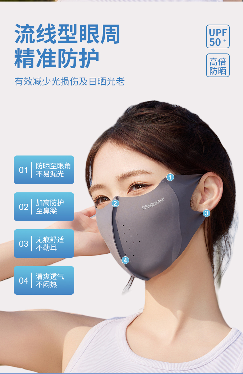 夏季防晒口罩女高颜值遮阳防紫外线防风玻尿酸立体防晒面罩批发详情4