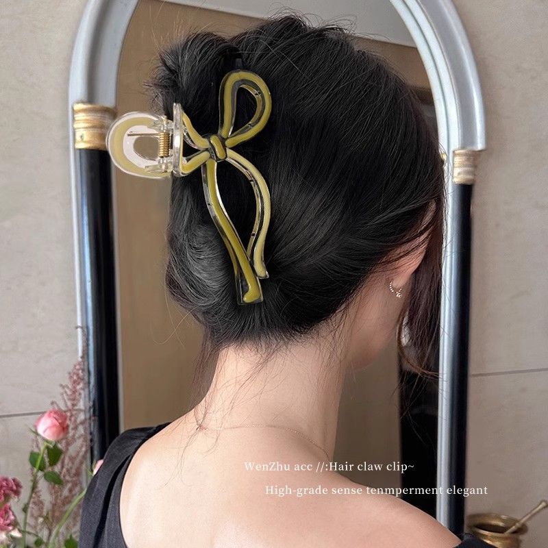 Bow clip, large high-end headwear, hair clip, trendy and elegant hair clip, female back head updo, shark clip detail image 5