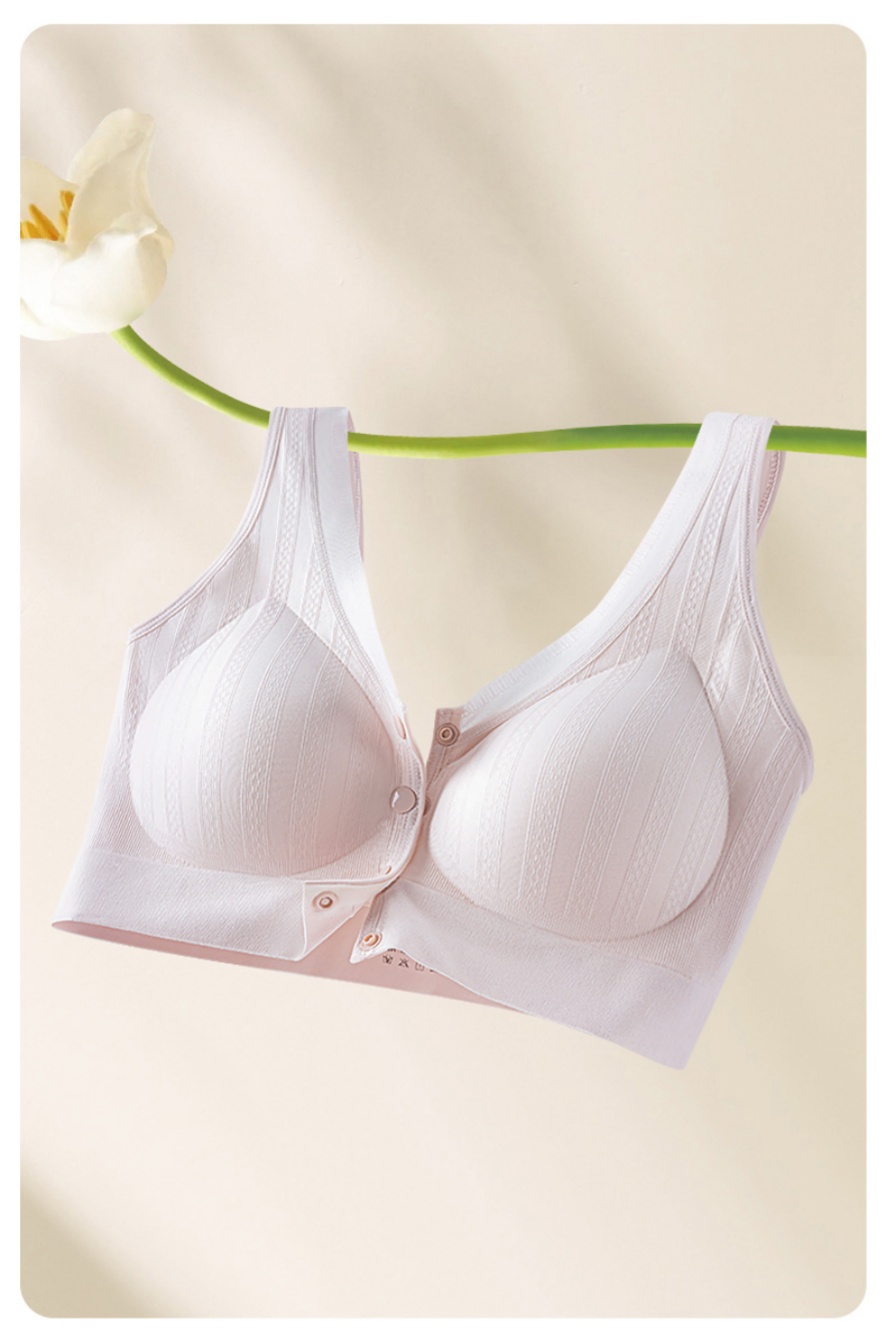 Mother's underwear for middle-aged and elderly women, front-button bra without underwire, summer thin fixed cup vest bra Specification drawing