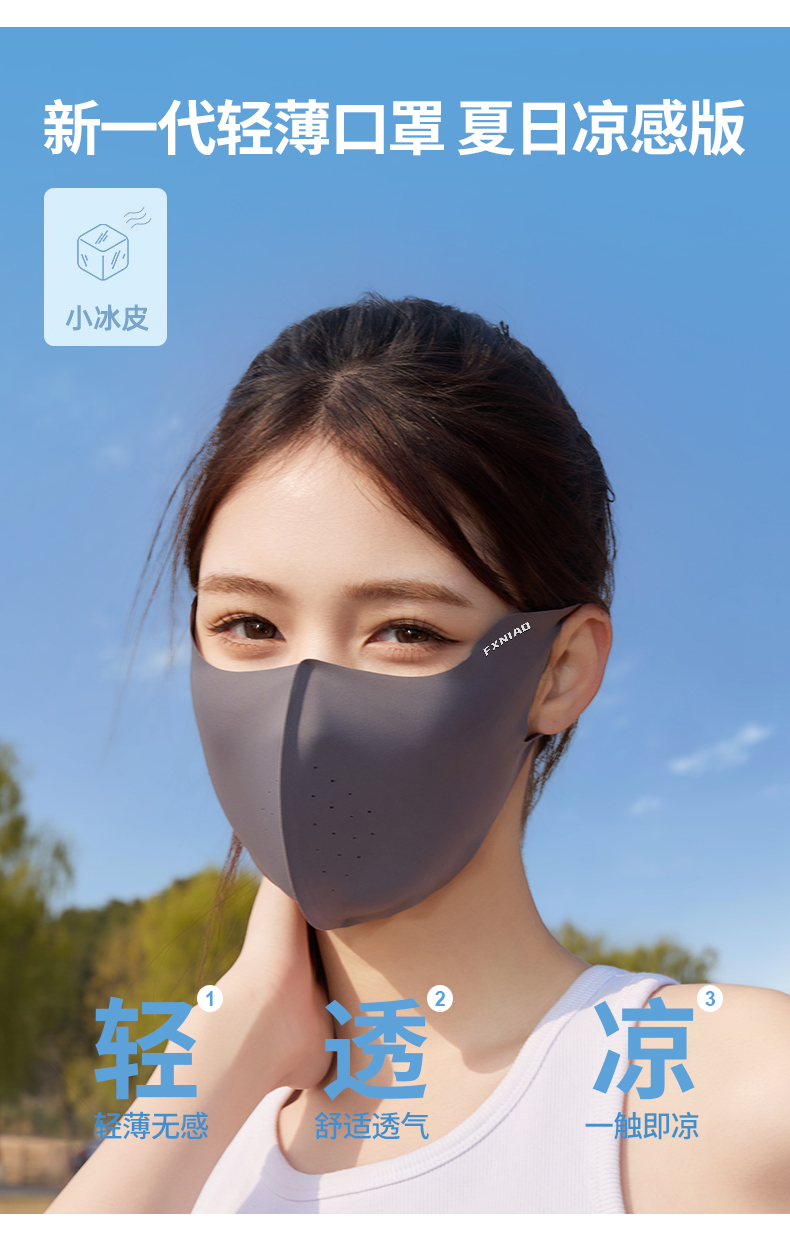夏季新款冰丝防晒口罩男女遮阳防紫外线3D护眼角无痕立体防晒面罩详情3