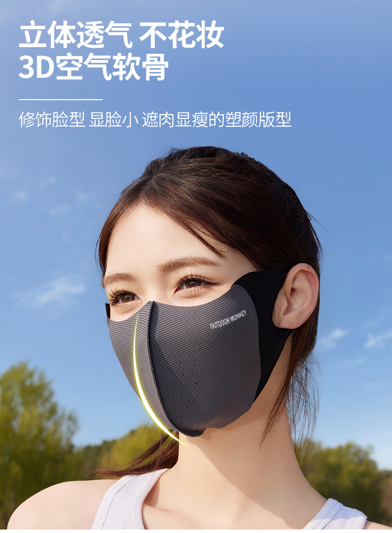 夏季防晒口罩新款男女通用高颜值遮阳防紫外线3D立体防晒面罩批发详情5