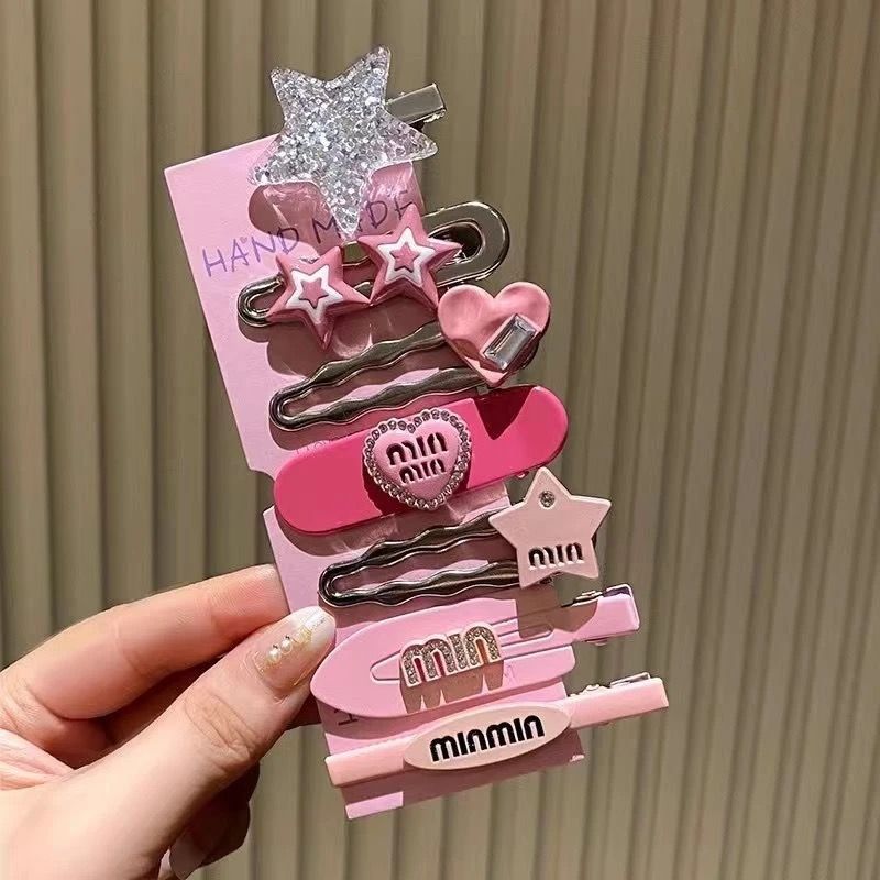Dopamine y2k Star Sweet Cool Spice Girl Water Diamond Hair Clip Hair Clip Bangs Metal Side Hair Accessory Clip Headwear details Picture