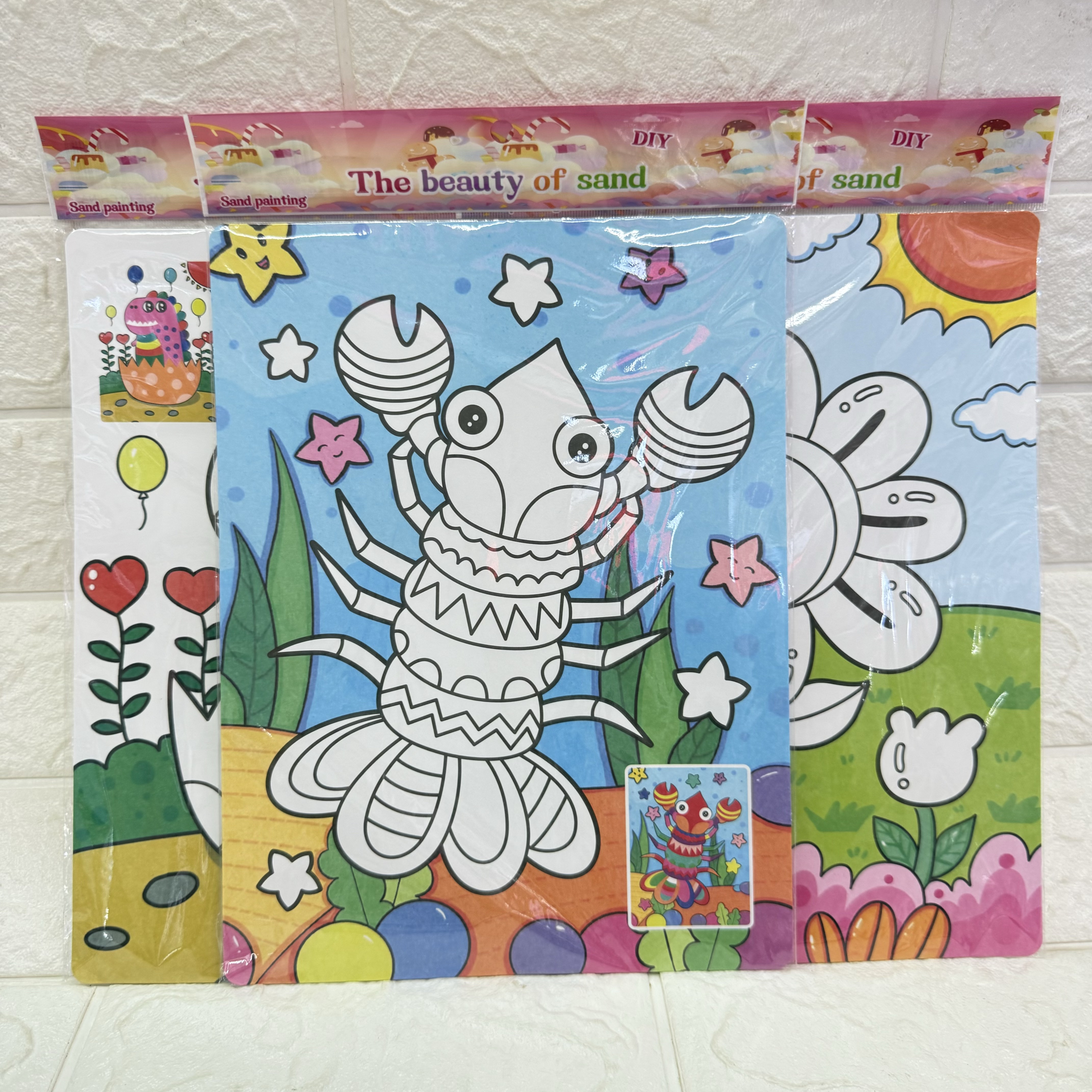 超大号彩色儿童沙画diy套装 手工填色涂鸦儿童沙画 大号儿童沙画