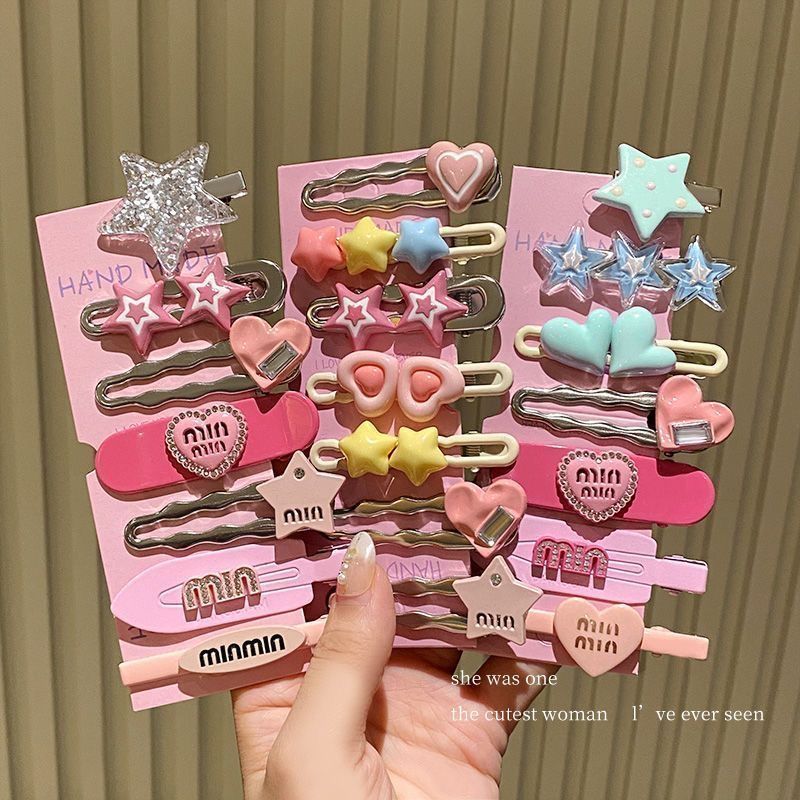 Dopamine y2k Star Sweet Cool Spice Girl Water Diamond Hair Clip Hair Clip Bangs Metal Side Hair Accessory Clip Headwear