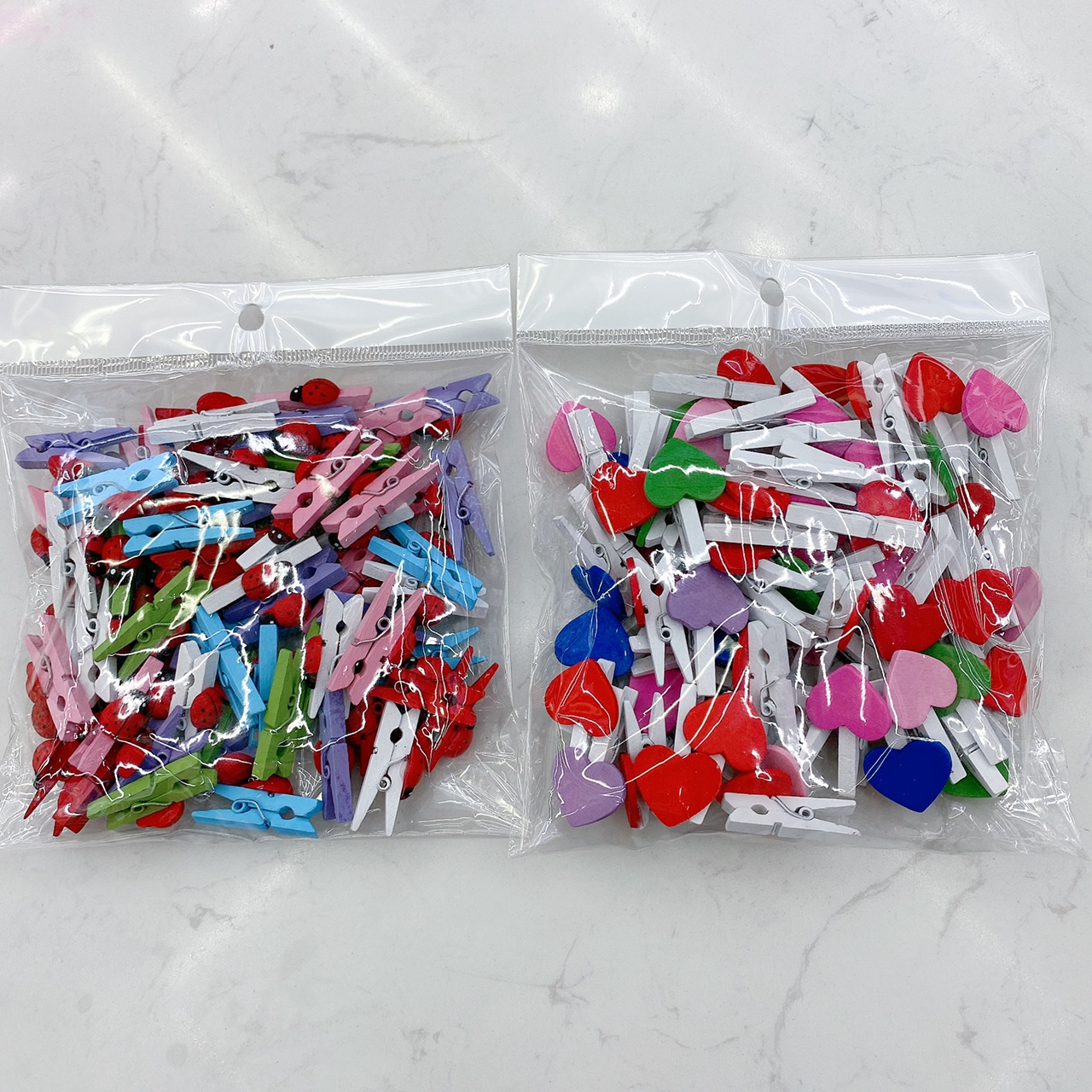 木制彩色桃心夹子 （50个一包）