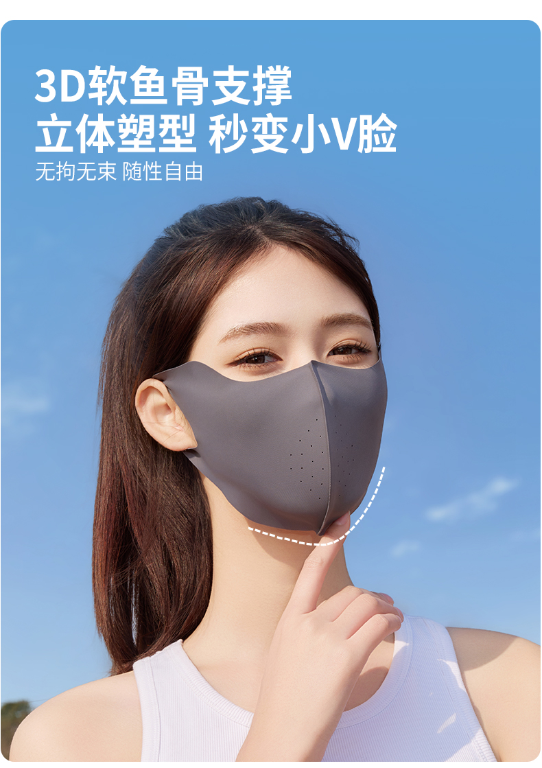 夏季新款冰丝防晒口罩男女遮阳防紫外线3D护眼角无痕立体防晒面罩详情7