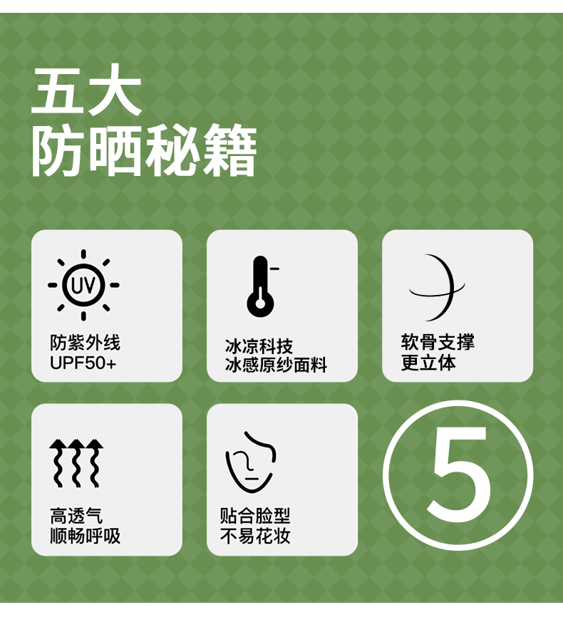 2025新款夏季防晒面罩脸基尼脸冰丝口罩轻薄男女防紫外线遮阳户外详情4