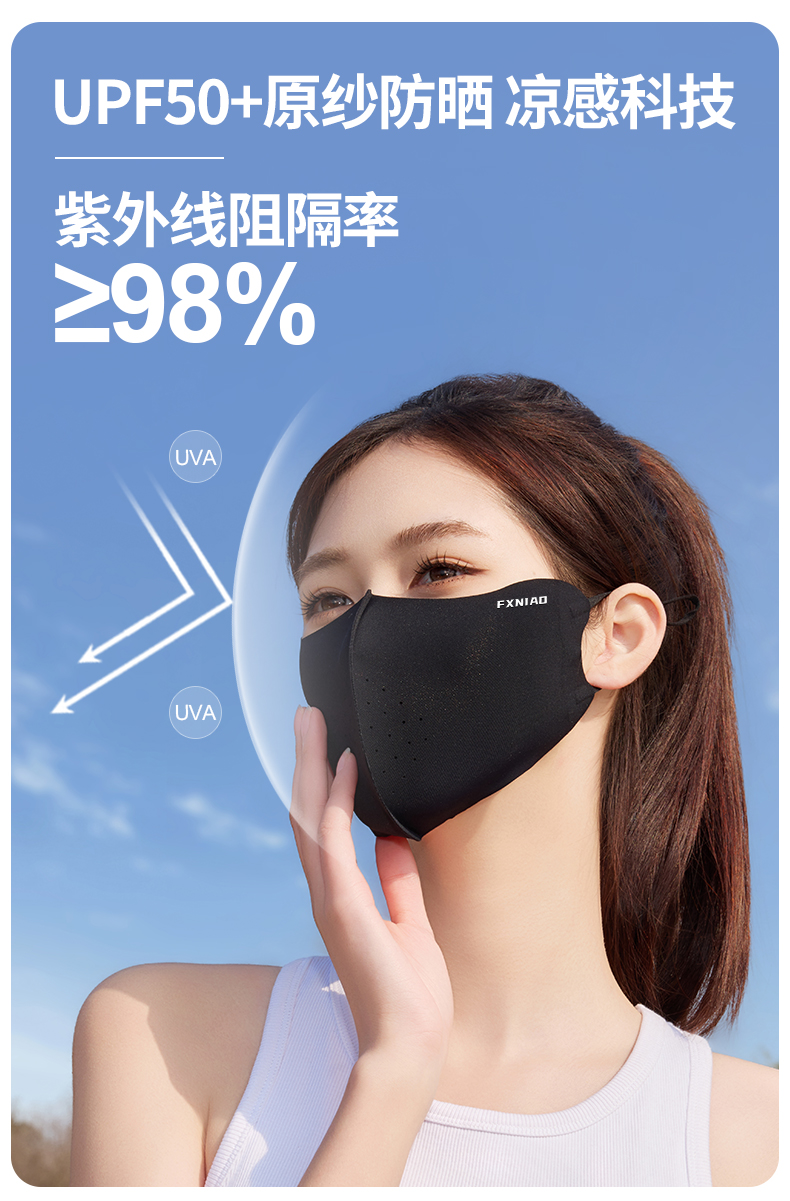 夏季防晒口罩男女高颜值遮阳防紫外线玻尿酸立体冰丝防晒面罩批发详情4
