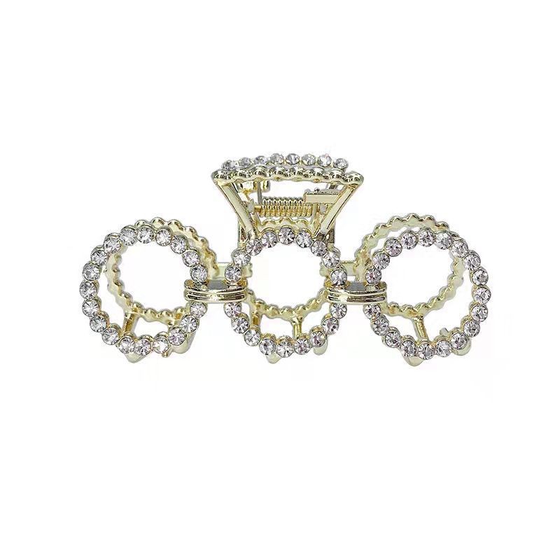 New 2025 metal gripper, pearl water diamond, round hair clip, high-end gripper at the back of the head, large shark clip Item Picture