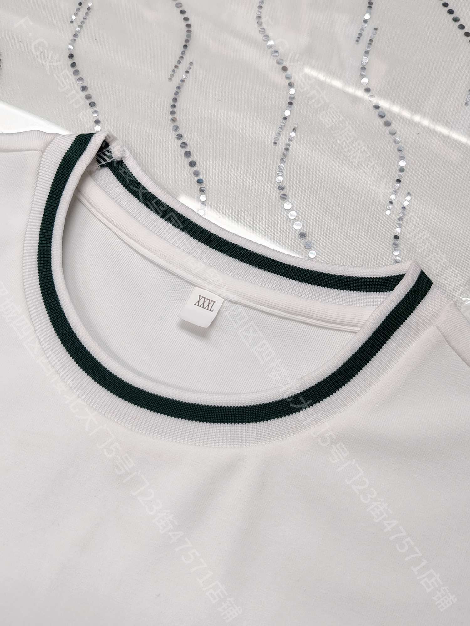 Cross-border color-blocked threaded collar round neck T-shirt custom new short-sleeved T-shirt for both men and women, fashionable and casual T-shirt for both men and women, simple and comfortable short-sleeved trendy T-shirt detail image 5