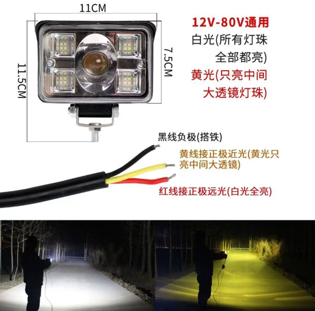 Automobile and truck led diffused light integrated laser cannon lens spotlight 12v24v General truck work light square lamp details Picture
