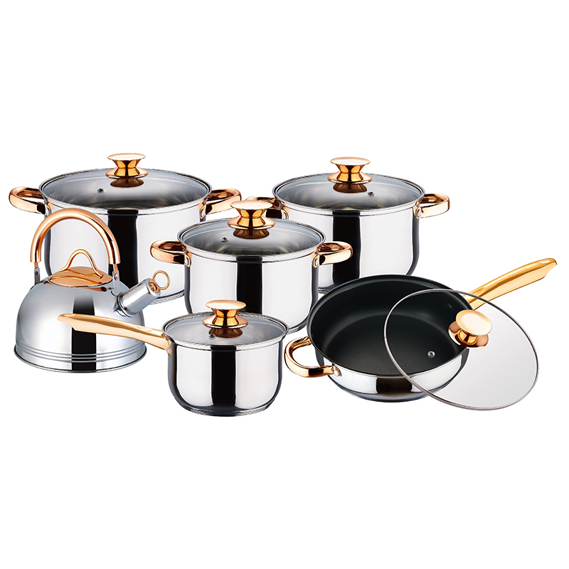 Thickened 201 stainless steel soup pot, household double-ear stainless steel pot, small cooking pot, gas induction cooker, soup and stewing pot 12 sets, 1004 Thickened 201 stainless steel soup pot, household double-ear stainless steel pot, small cooking pot, gas induction cooker, soup and stewing pot 12 sets, 1004