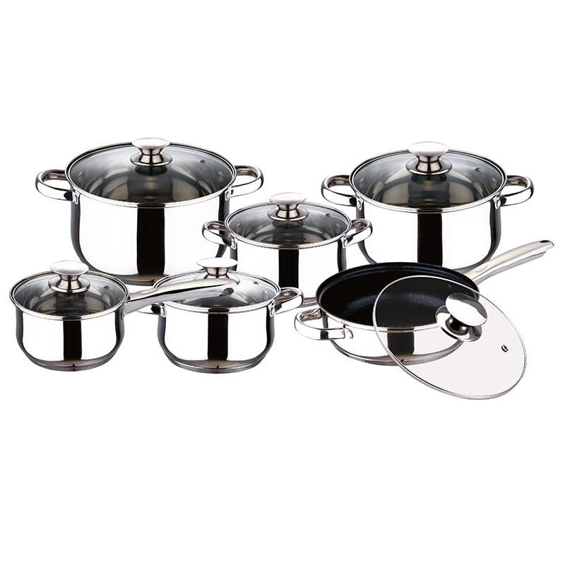 Thickened 201 stainless steel soup pot, double-ear stainless steel pot, small cooking pot, gas induction cooker, soup and soup pot 12 sets Thickened 201 stainless steel soup pot, double-ear stainless steel pot, small cooking pot, gas induction cooker, soup and soup pot 12 sets