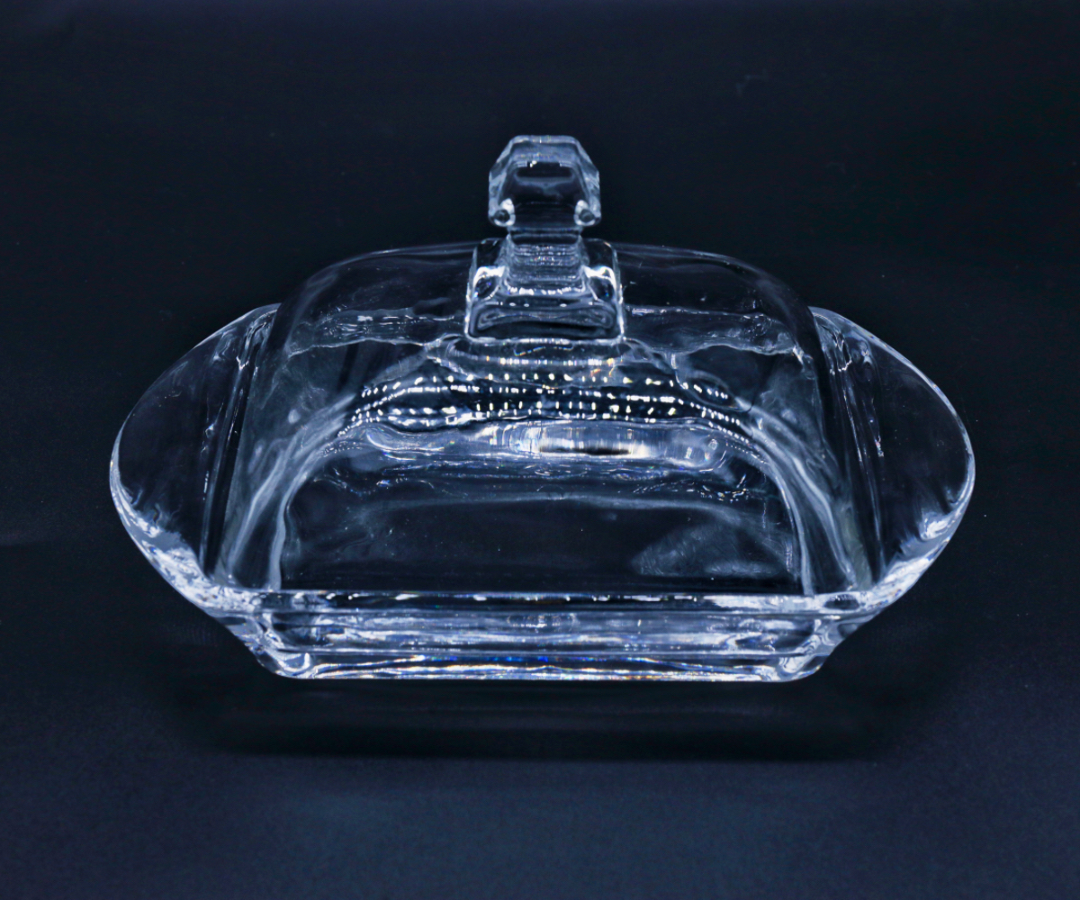 Exquisite rectangular glass butter boxes with LIDS, butter and Western cheese storage covers for foreign trade export Specification image
