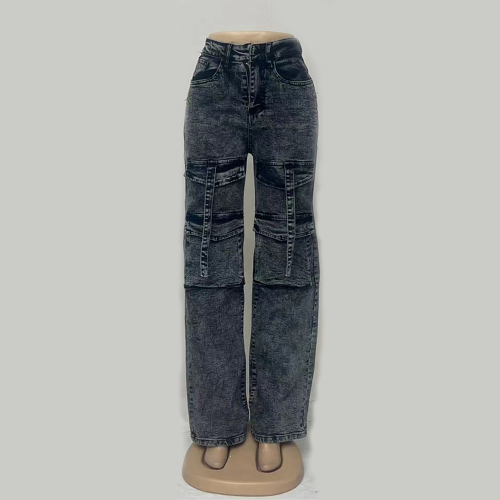 Nuevos jeans de mujer pierna ancha cintura alta estilo versátil pantalones de mujer de moda details Picture
