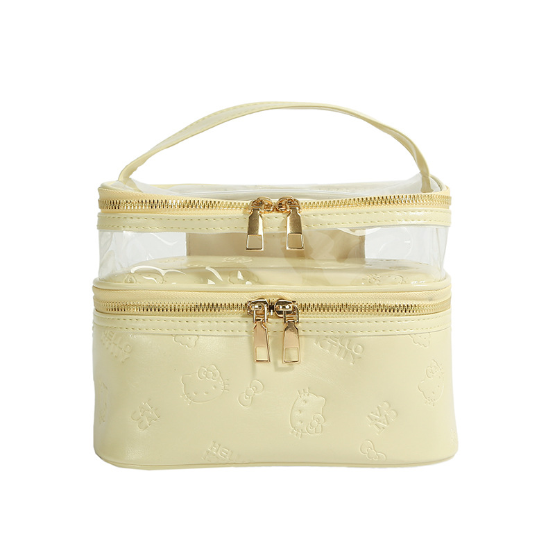 批发小清新卡通洗漱包新款时尚双层防泼化妆品收纳包糖果色化妆包 