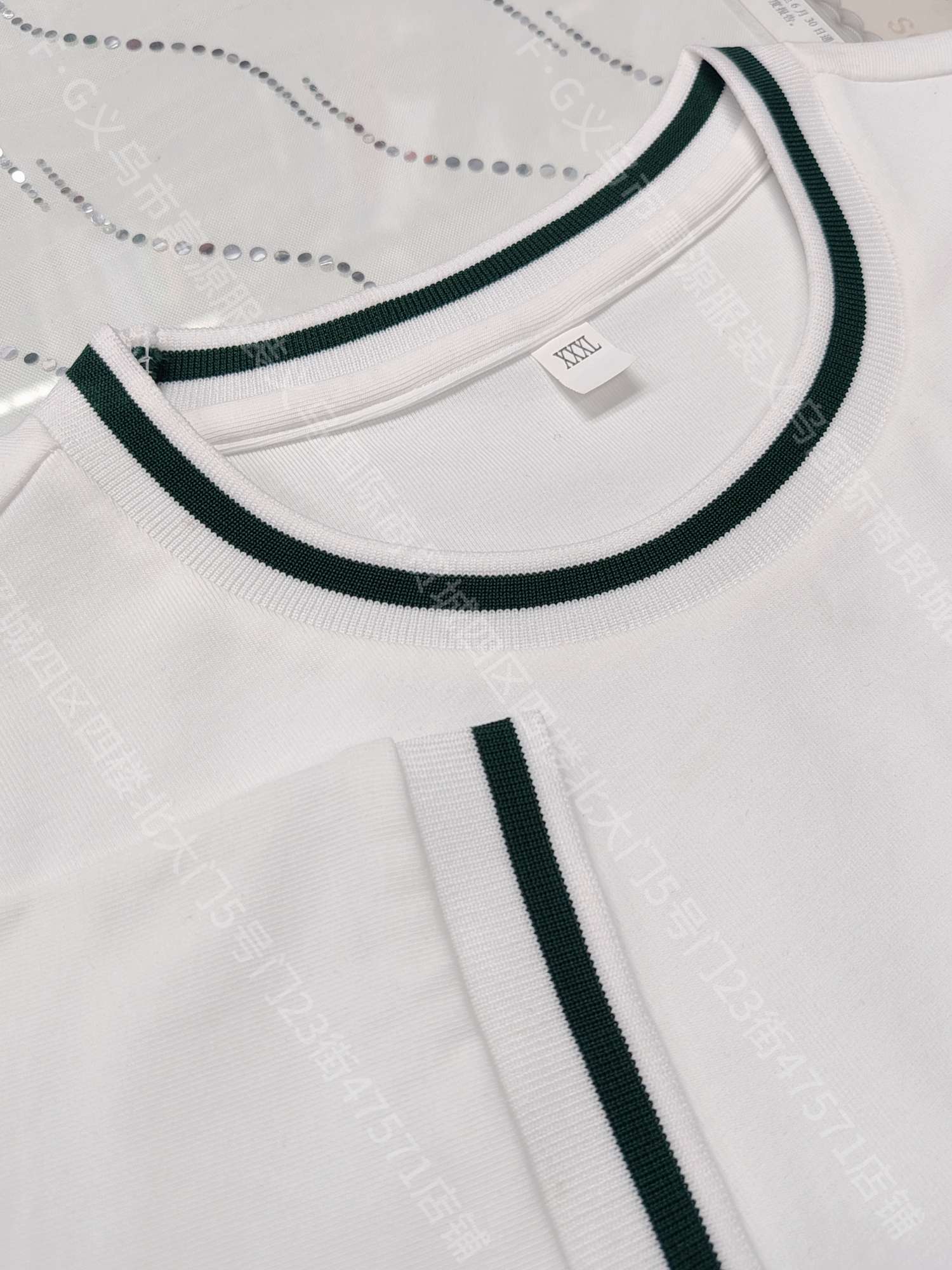 Cross-border color-blocked threaded collar round neck T-shirt custom new short-sleeved T-shirt for both men and women, fashionable and casual T-shirt for both men and women, simple and comfortable short-sleeved trendy T-shirt detail image 8