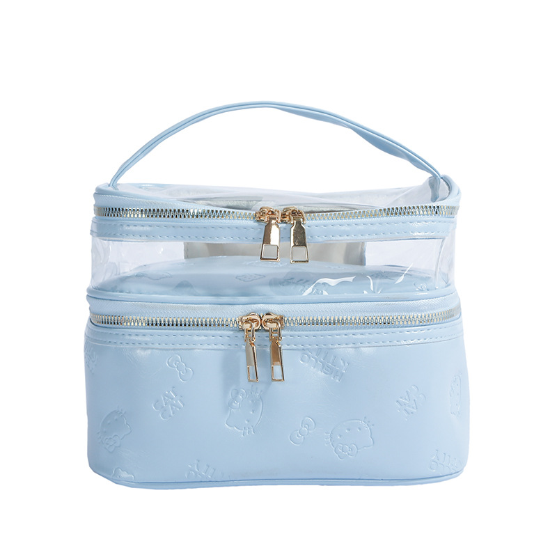 批发小清新卡通洗漱包新款时尚双层防泼化妆品收纳包糖果色化妆包 详情图8