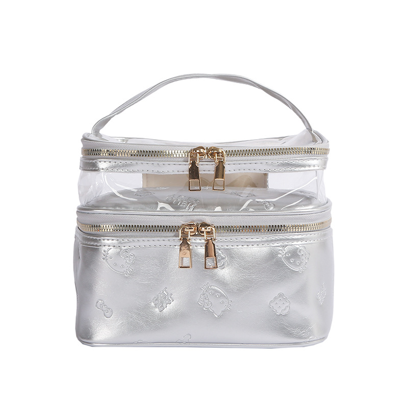 批发小清新卡通洗漱包新款时尚双层防泼化妆品收纳包糖果色化妆包 详情图6