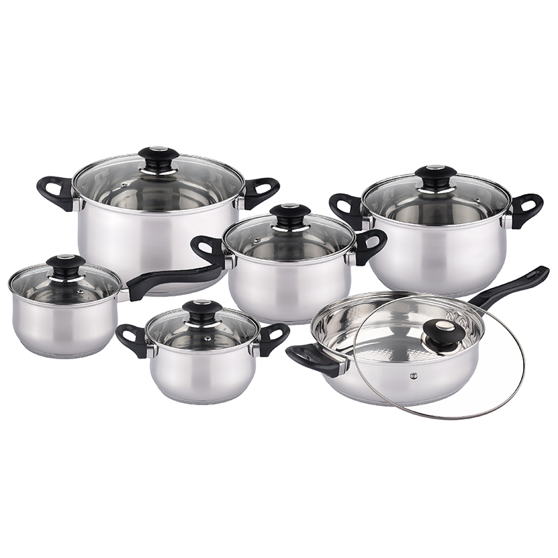 Thickened 201 stainless steel soup pot, household double-ear stainless steel pot, small cooking pot, gas induction cooker, soup and soup pot 12 sets, 1005 Thickened 201 stainless steel soup pot, household double-ear stainless steel pot, small cooking pot, gas induction cooker, soup and soup pot 12 sets, 1005