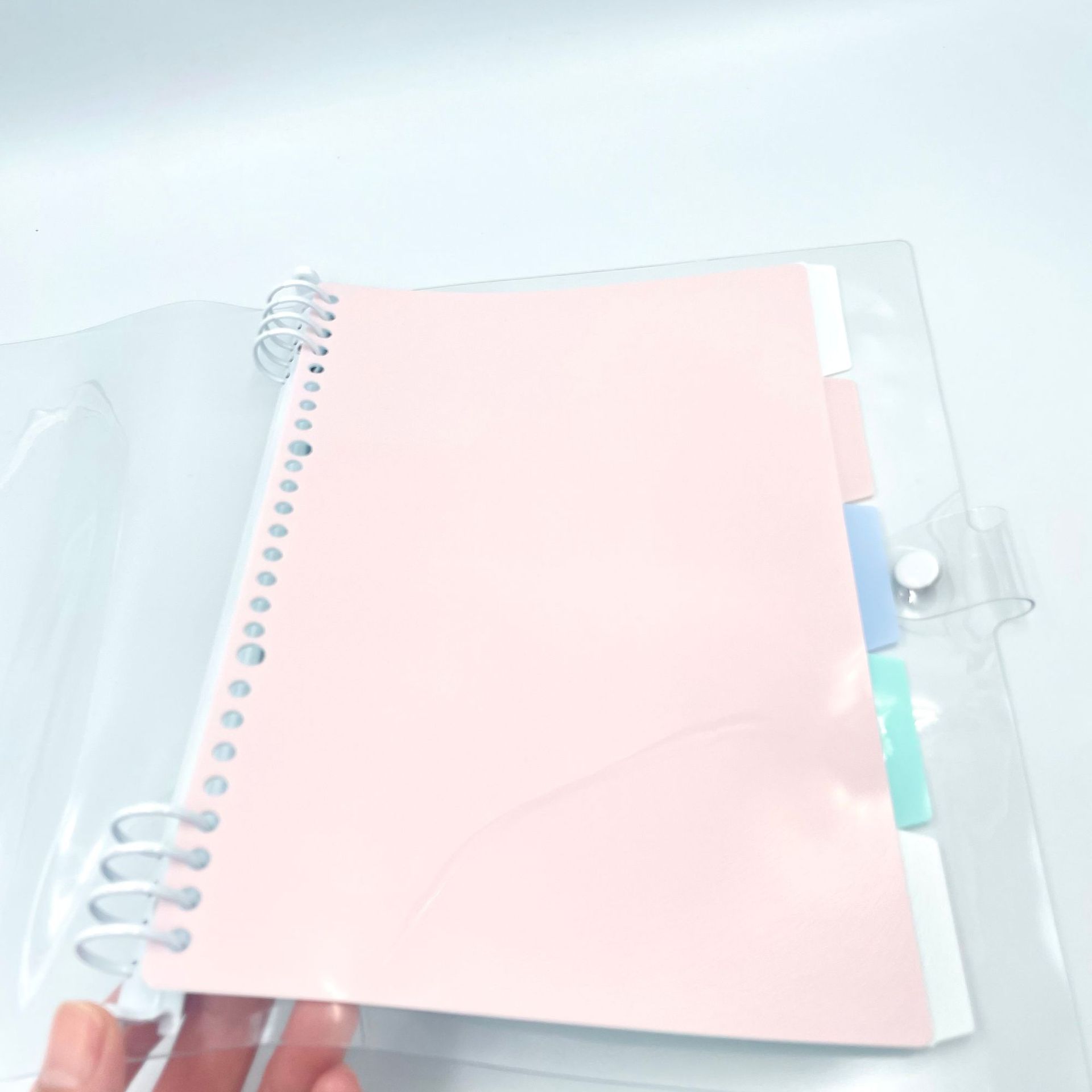 PVC transparent B5 binder planner, 8-hole binder, color binder, DIY office and study planner details Picture