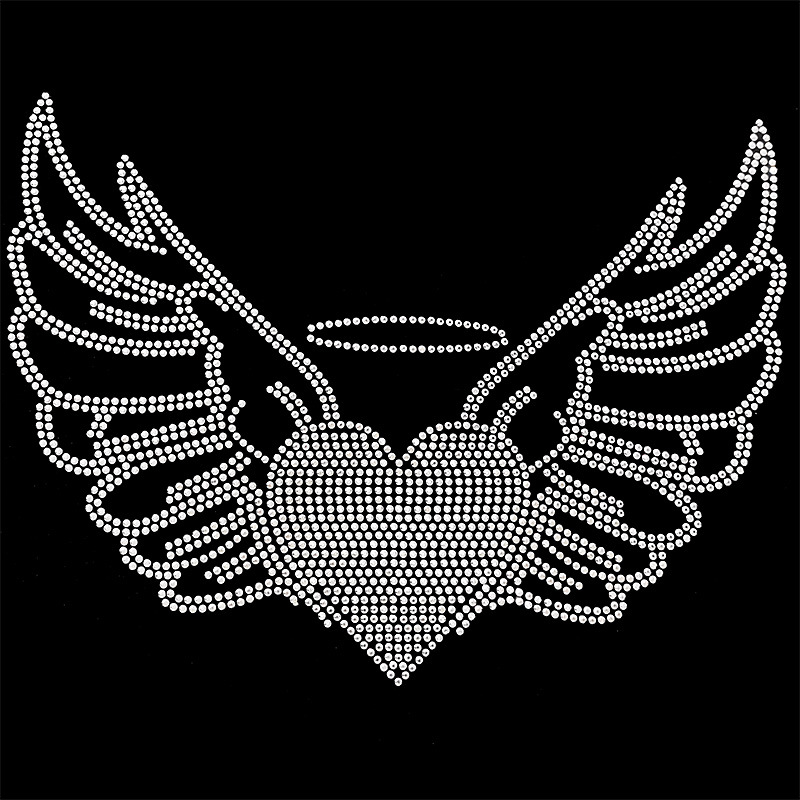 加工定制天使翅膀图案烫片烫画新款八角片烫钻图案热转印烫图批发