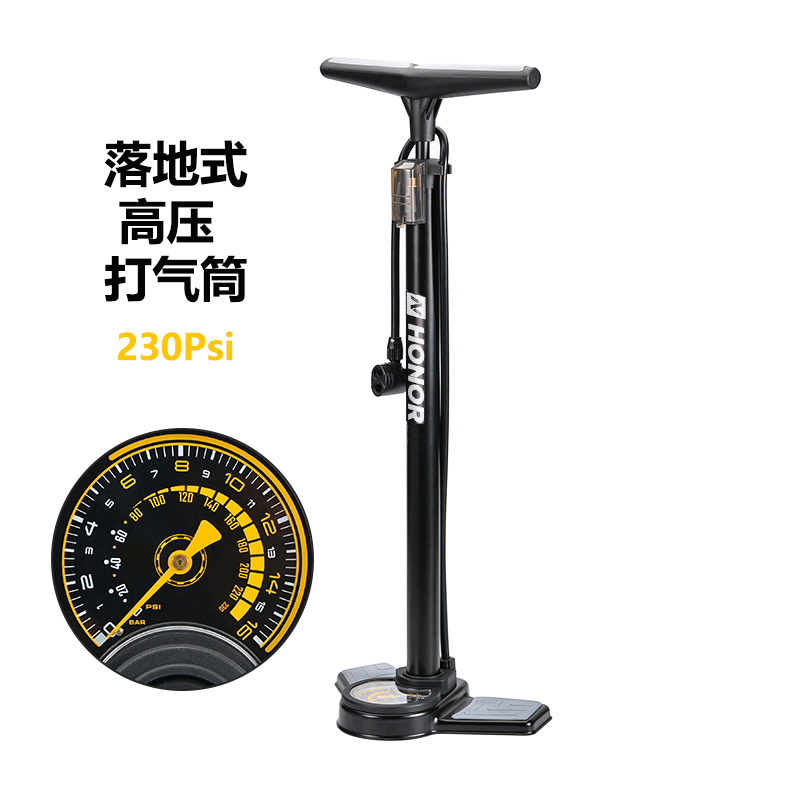 GP6532Q自行车打气筒带表落地气筒篮球玩具充气泵汽车气筒便携家用单车打气筒
