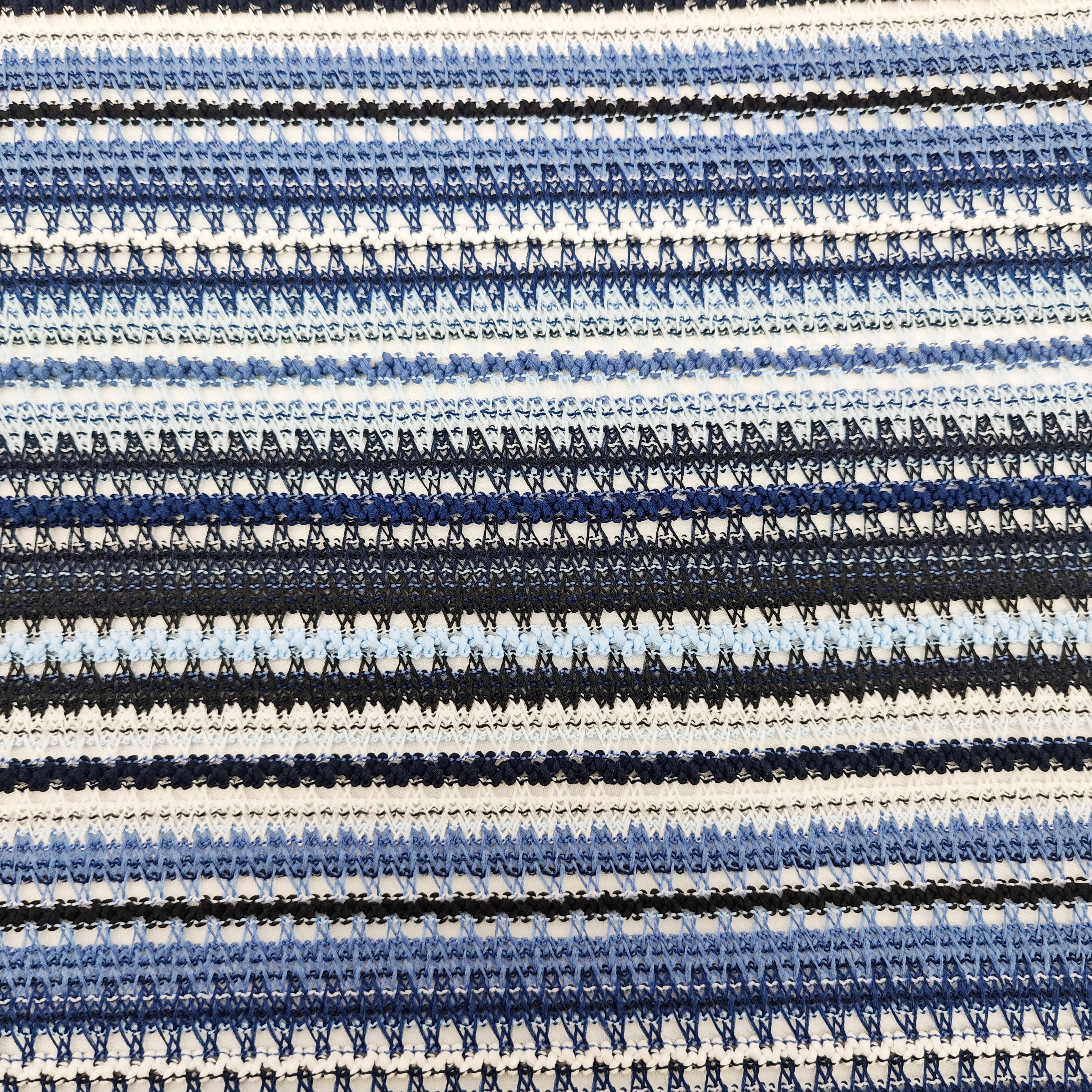In stock: polyester striped, hollowed-out, colored, retro knitted fabric for cross-border clothing, warp knitted fabric, yarn-woven fabric, fabric and accessories for foreign trade clothing Item Picture