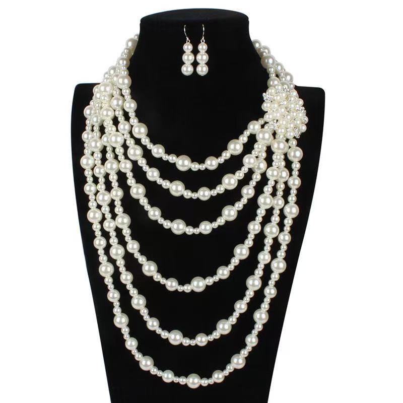 European and American exaggerated pearl necklace details Picture