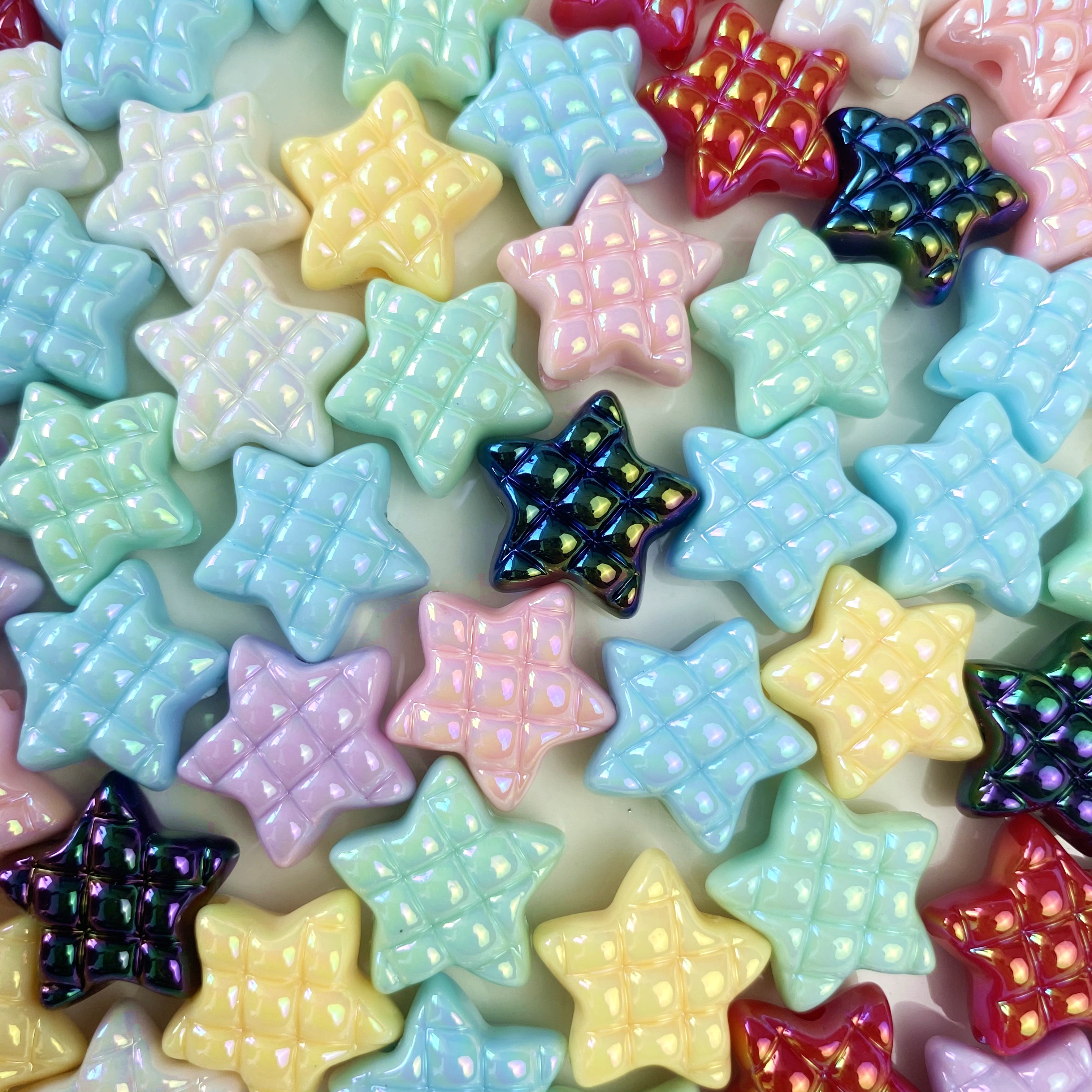 Acrylic uv cream-colored waffle five-pointed star diy mobile phone chain/mobile phone pendant accessory material
