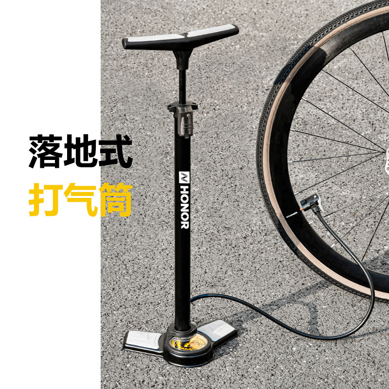 GP6532Q bicycle air pump with watch, floor-standing air pump, basketball toy air pump, car air pump, portable household bicycle air pump details Picture