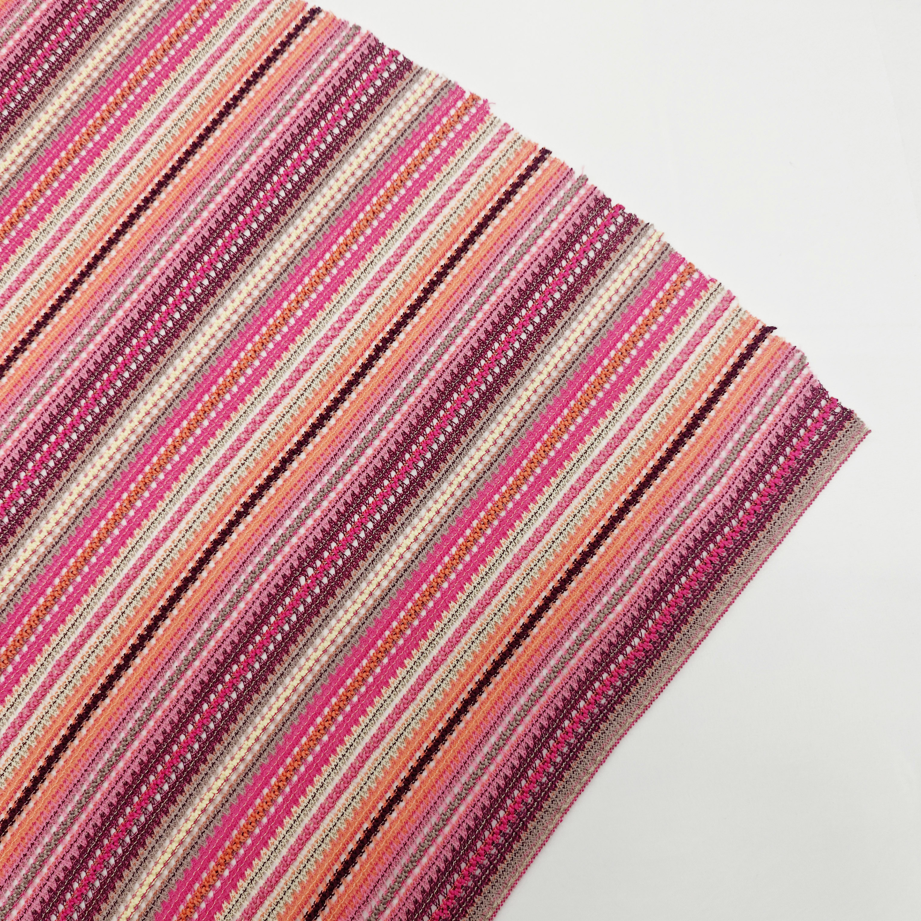In stock: polyester striped, hollowed-out, colored, retro knitted fabric for cross-border clothing, warp knitted fabric, yarn-woven fabric, fabric and accessories for foreign trade clothing Specification image