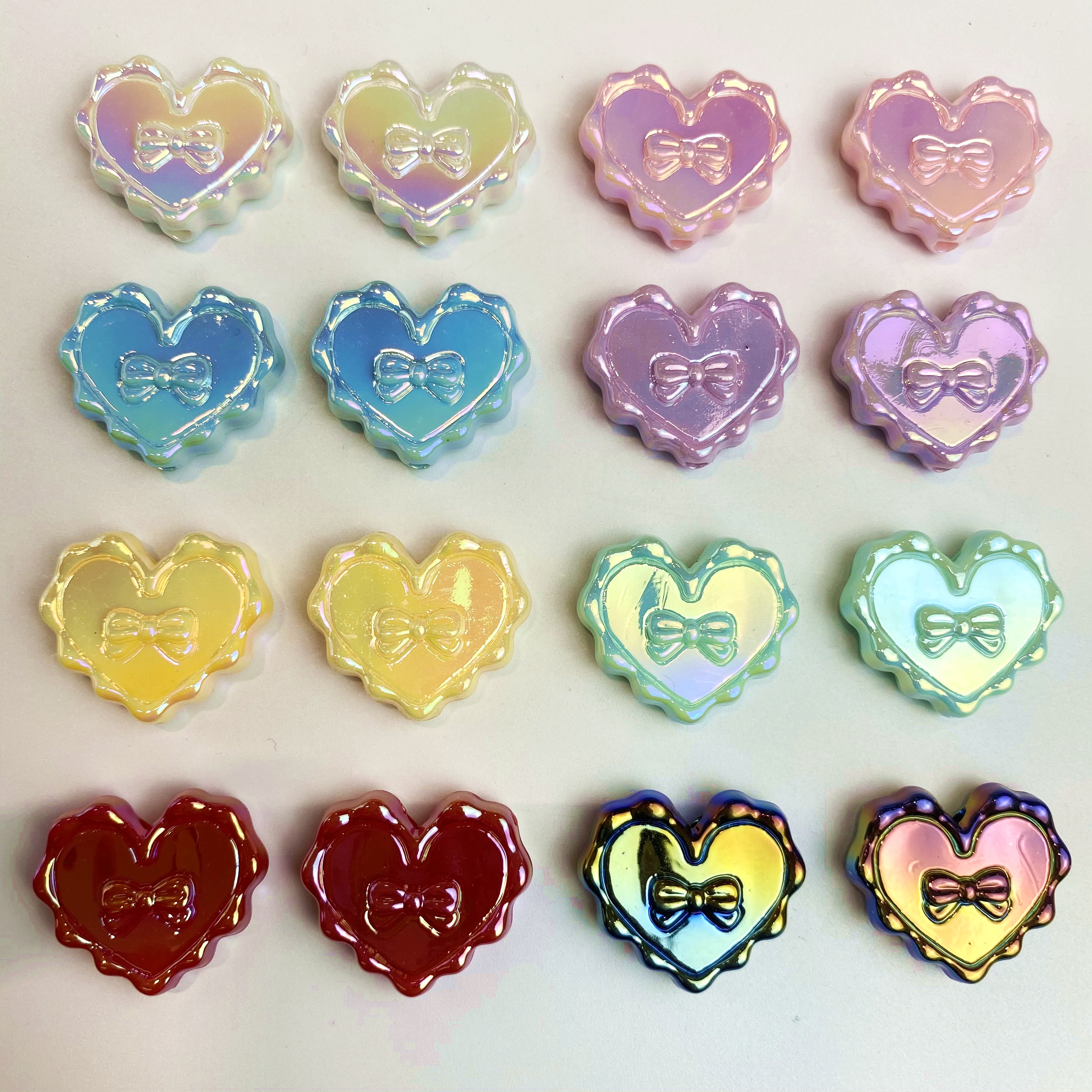 Acrylic uv cute, simple and fashionable heart-shaped bow diy mobile phone pendant/accessory material mixed color material