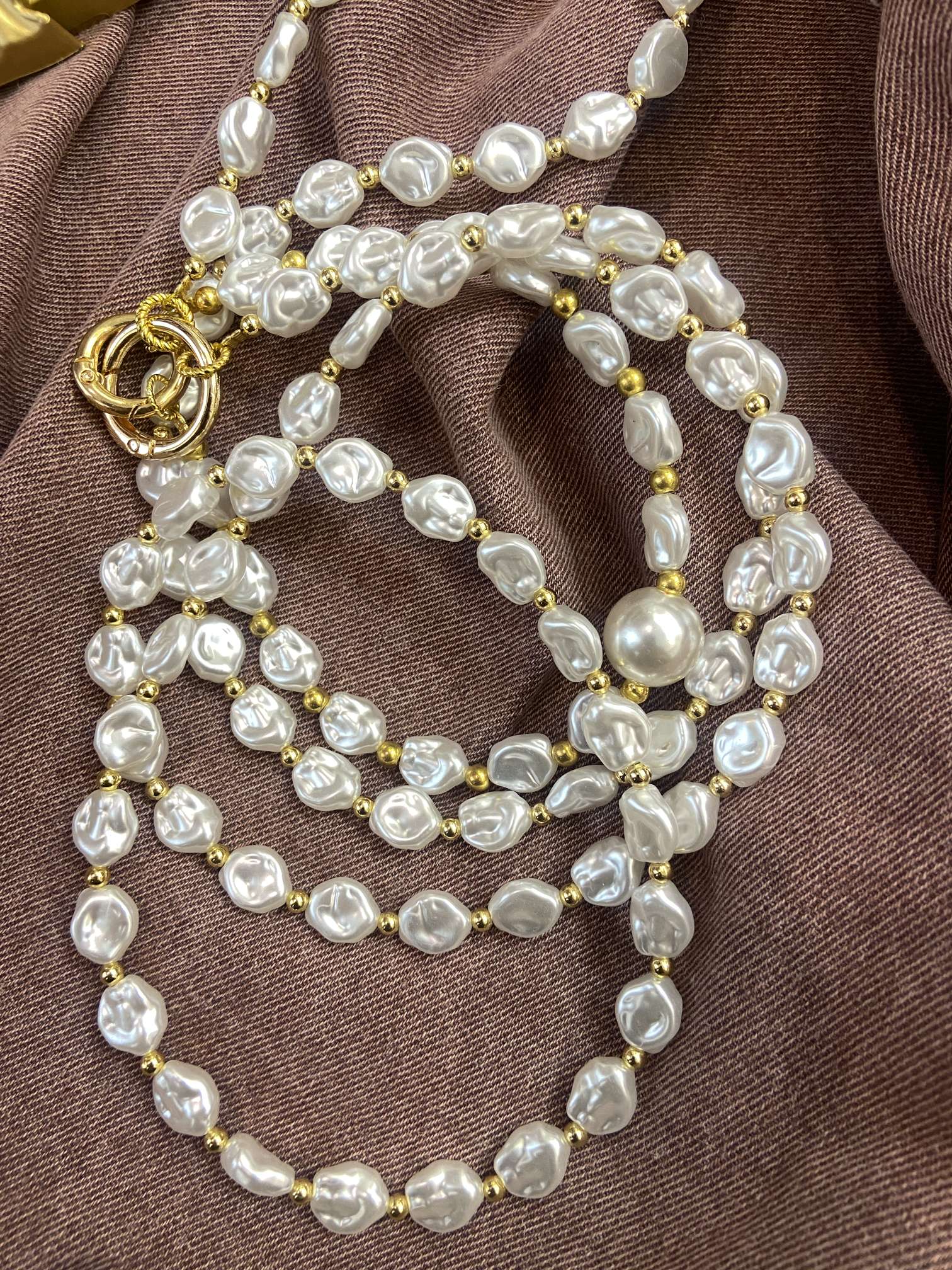 水晶长款手机斜挎链/手机挂绳/手机挂绳串珠产品图