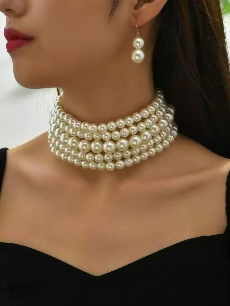 European and American exaggerated pearl necklace