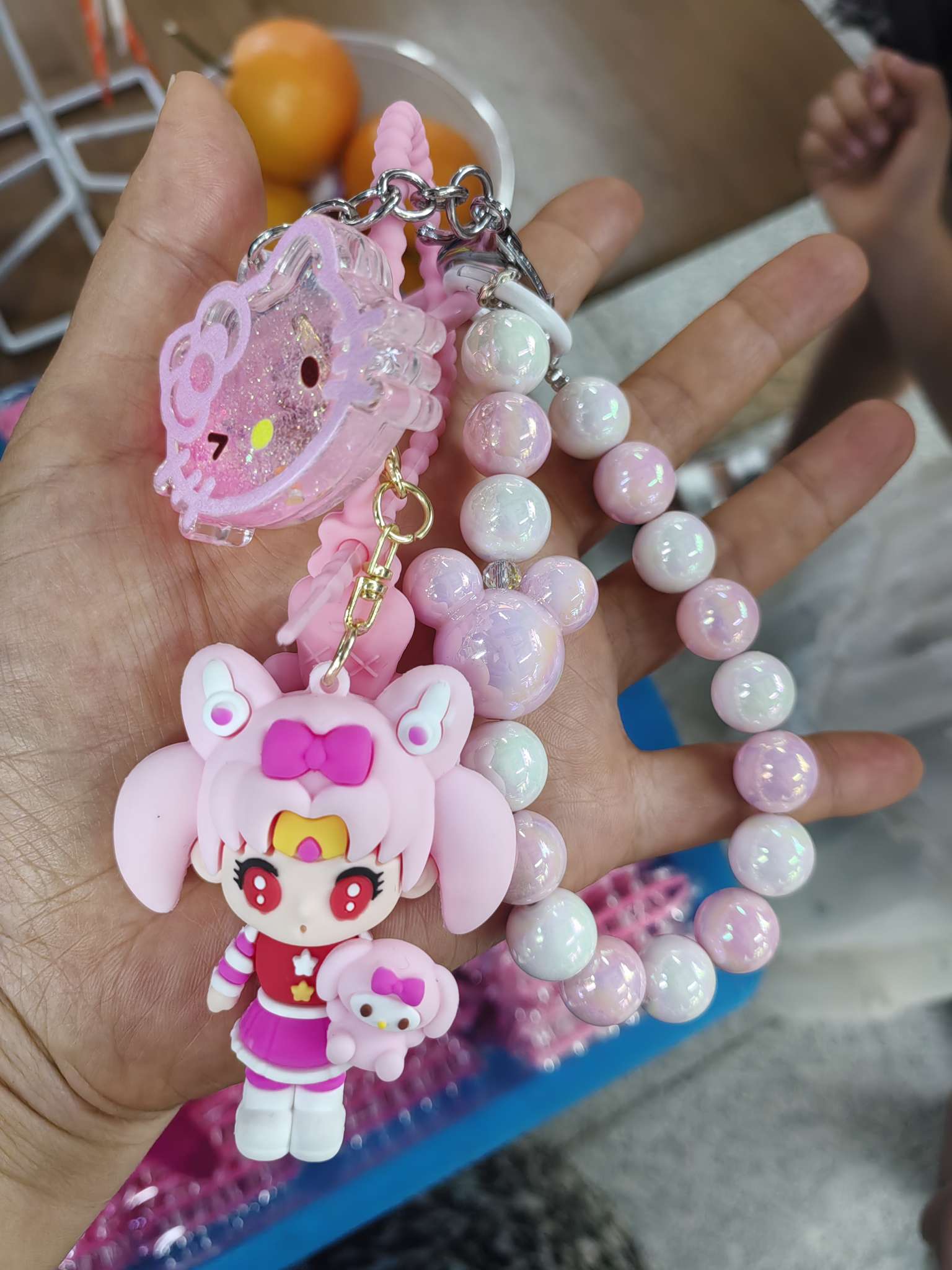 樱桃手机链女短款欧美时尚饰品 挂饰手机挂绳串珠 短款手机链饰品精美挂饰手机链女款