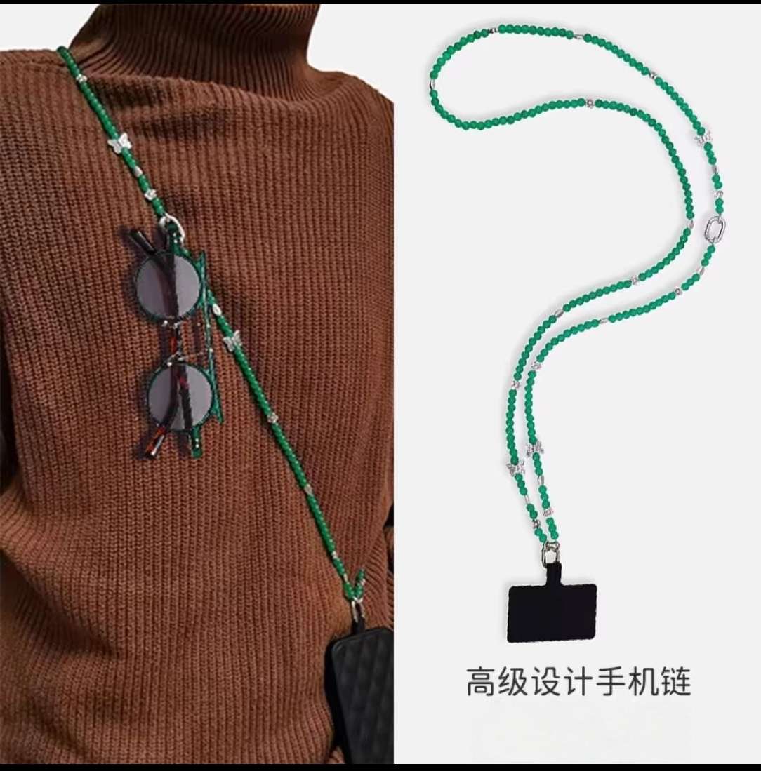 水晶长款手机斜挎链/手机挂绳/手机挂绳串珠详情图4