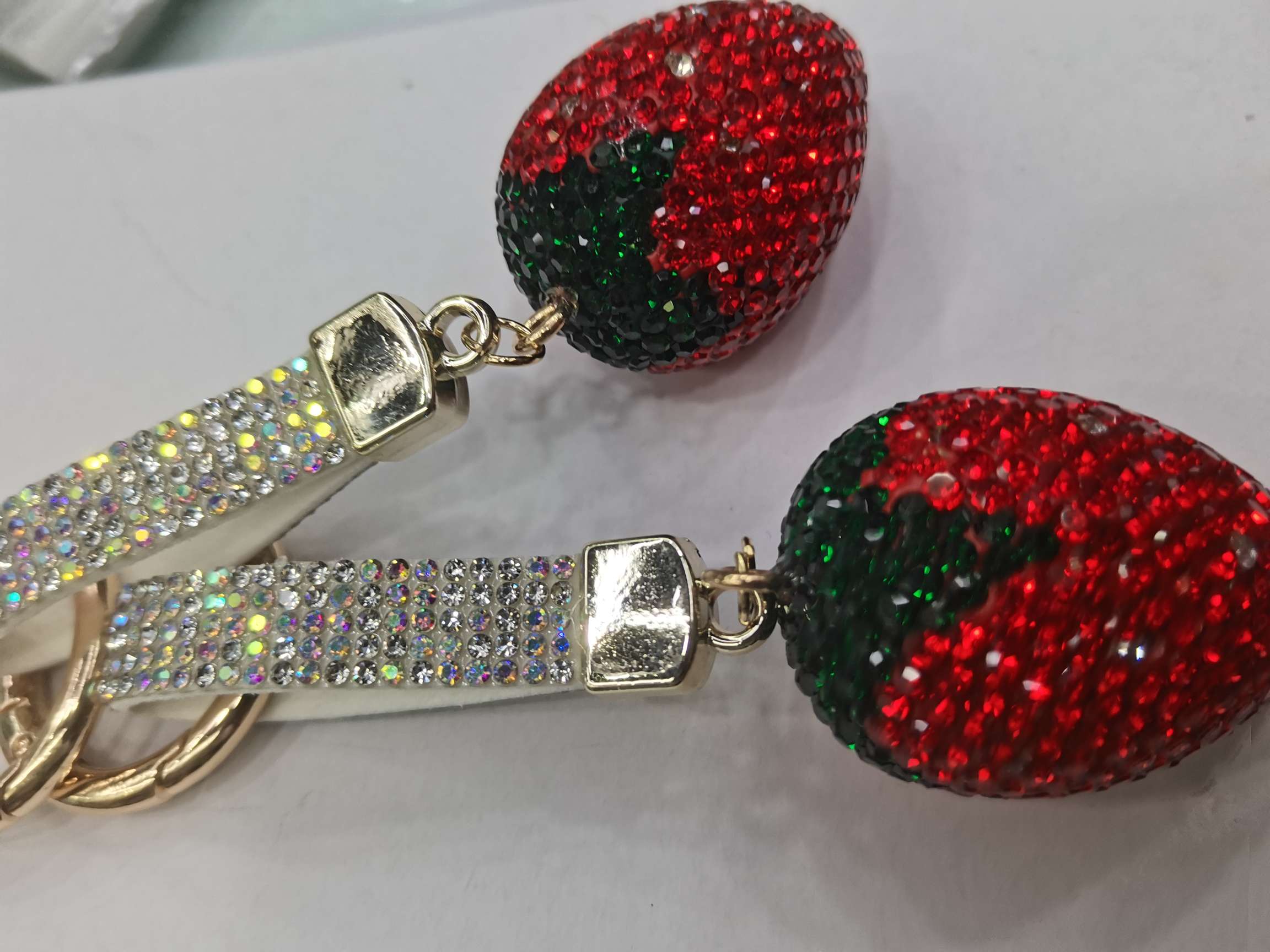 Red strawberry keychains and bag pendants details Picture