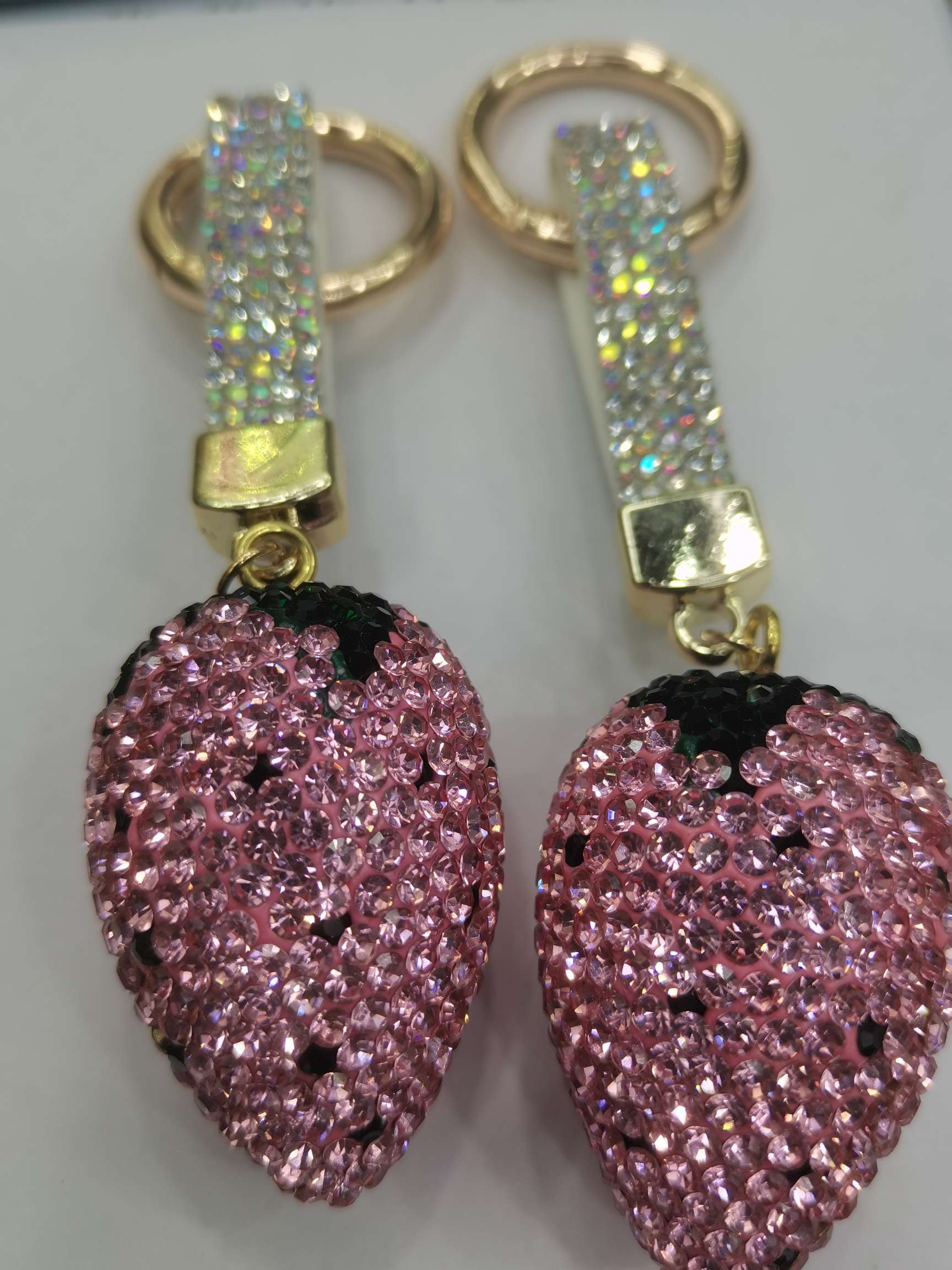 Pink keychain, bag buckle, golden clasp